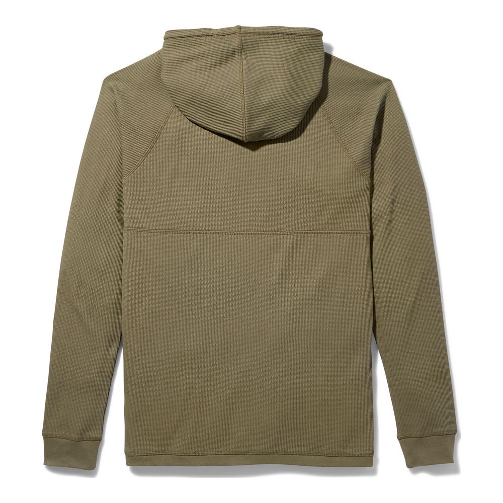 Timberland Mens Sweatshirts Wharf River Waffle-Knit Hoodie - Olive - India ZO0821497